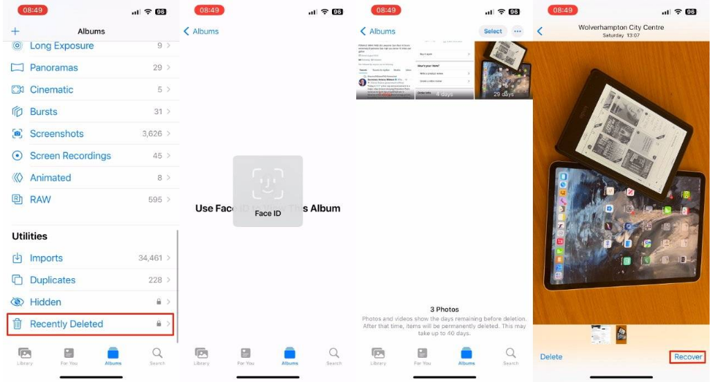 泗县苹果14维修分享 iPhone14 上恢复已删除的照片 