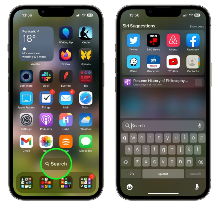 泗县苹果手机维修分享升级到 iOS 16 后，如何删除主屏幕上的搜索按钮 
